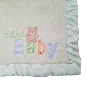 Gerber Baby Blanket Cutest Baby Pale Green Satin Trim 40 x 30 Nursery Lovey